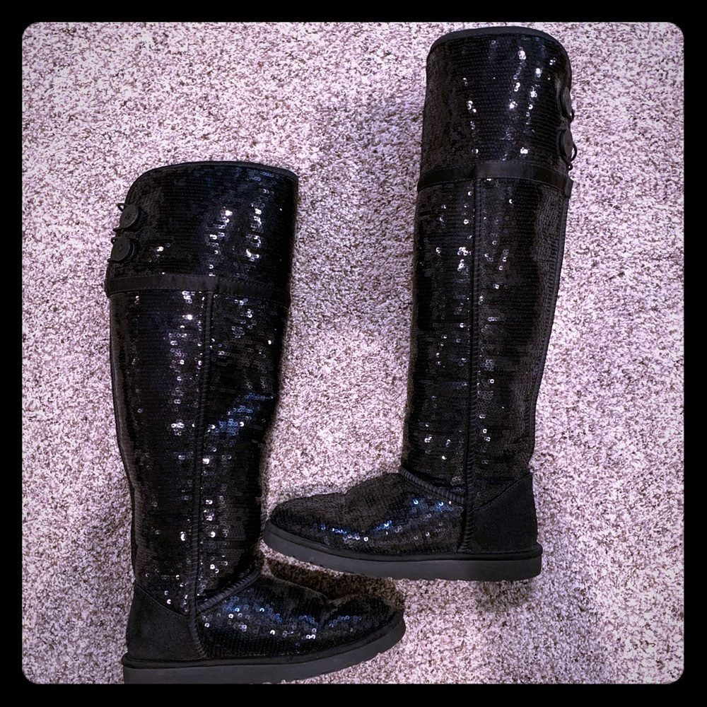 COPY - BLACK KNEE HIGH SEQUIN UGGS ✨ LIKE NEW✨